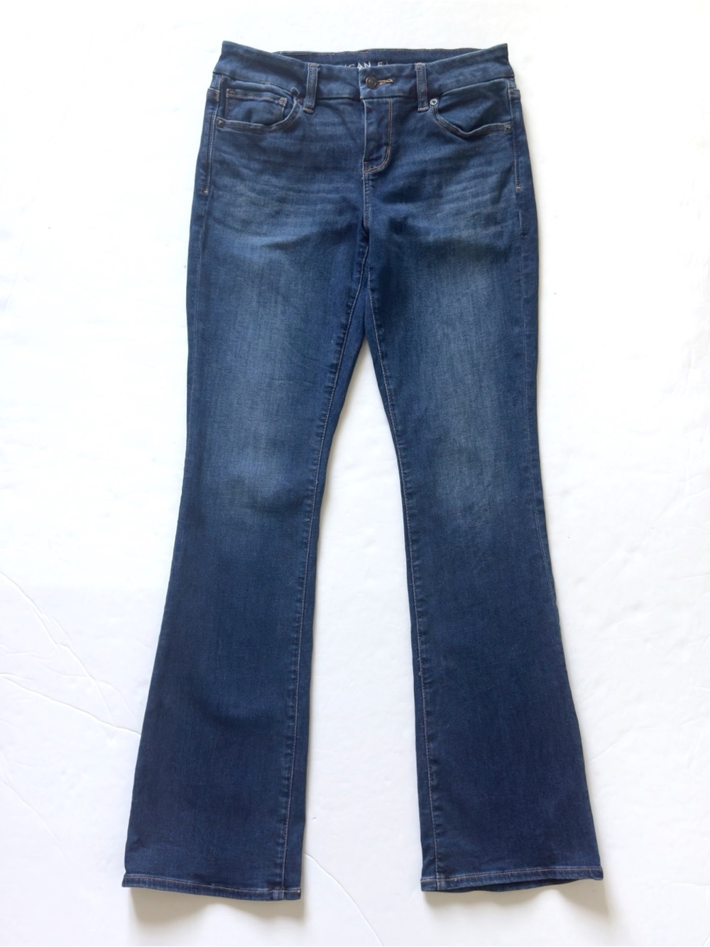 American Eagle Curvy Kick Boot Jeans Womens 4 Medium Wash Stretch Denim Mid Rise